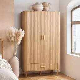 Birlea Axel 2 Door 1 Drawer Fluted Wardrobe - thumbnail 1