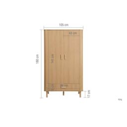 Birlea Axel 2 Door 1 Drawer Fluted Wardrobe - thumbnail 7