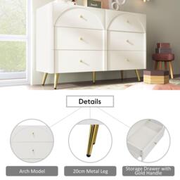 Urban Meuble White Modern Chest Metal Accents - thumbnail 6
