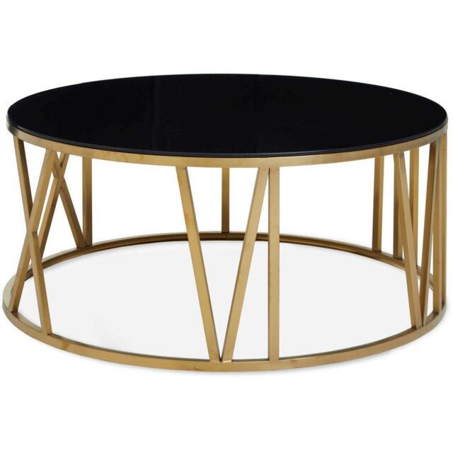 Fifty Five South Alana Round Coffee Table with Gold Frame and Black - image 1
