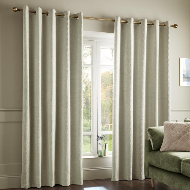 Catherine Lansfield Crinkle Chenille Lined Eyelet Curtains - image 1