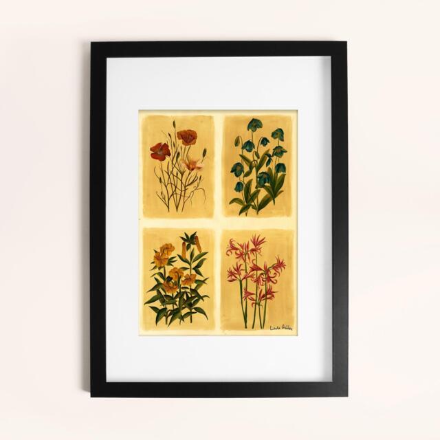 Laura Ashley Antique Flowers Print in a Black Frame - image 1