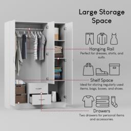 Lassic Vida Designs Riano 3 Door 2 Drawer Mirror Wardrobe - thumbnail 5