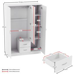 Lassic Vida Designs Riano 3 Door 2 Drawer Mirror Wardrobe - thumbnail 2