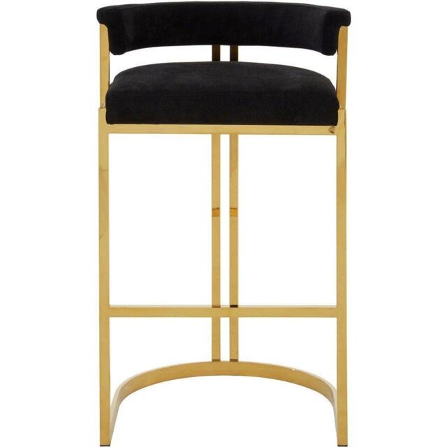 Fifty Five South Piermount Black Velvet And Gold Bar Stool - image 1
