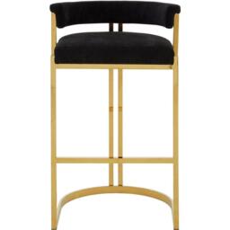 Fifty Five South Piermount Black Velvet And Gold Bar Stool - thumbnail 1