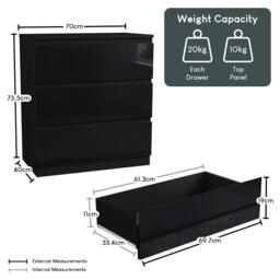 Lassic Glinton 3 Drawer Chest High Gloss - thumbnail 2