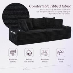 Urban Meuble Corduroy Convertible Sleeper Sofa - thumbnail 9