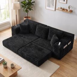 Urban Meuble Corduroy Convertible Sleeper Sofa - thumbnail 4