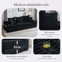 Urban Meuble Corduroy Convertible Sleeper Sofa - thumbnail 7