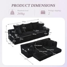 Urban Meuble Corduroy Convertible Sleeper Sofa - thumbnail 6