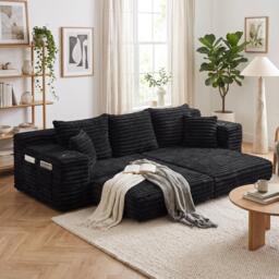 Urban Meuble Corduroy Convertible Sleeper Sofa - thumbnail 2