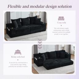 Urban Meuble Corduroy Convertible Sleeper Sofa - thumbnail 8