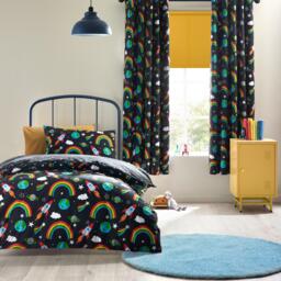 Catherine Lansfield Rainbow Rockets Reversible Duvet Cover Set - thumbnail 1