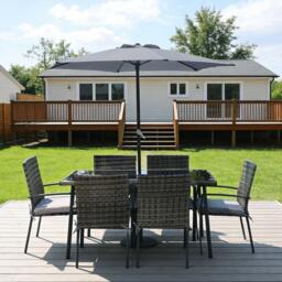 Linea 8-Piece Glass Top Rattan Weather Resistant Garden Dining Set
