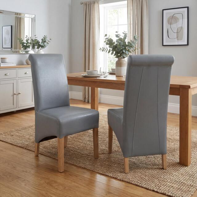 Shankar Set of 2 Krista Bonded Leather Grey Dining Chairs - image 1