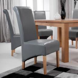 Shankar Set of 2 Krista Bonded Leather Grey Dining Chairs - thumbnail 7
