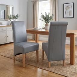 Shankar Set of 2 Krista Bonded Leather Grey Dining Chairs - thumbnail 1