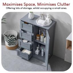 Lassic Bath Vida Priano 4 Drawer 1 Door Freestanding Unit - thumbnail 4
