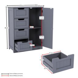 Lassic Bath Vida Priano 4 Drawer 1 Door Freestanding Unit - thumbnail 2