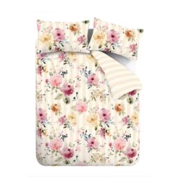 Catherine Lansfield Floral Stripe So Soft Reversible Duvet Cover Set - thumbnail 5