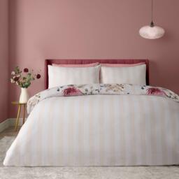Catherine Lansfield Floral Stripe So Soft Reversible Duvet Cover Set - thumbnail 2