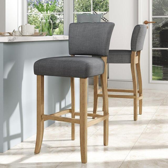 Kabinet UK Set of 2 Linen Bar Stool Bar Height - image 1