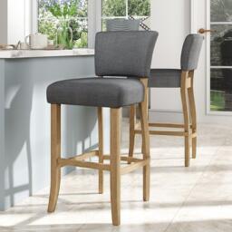 Kabinet UK Set of 2 Linen Bar Stool Bar Height - thumbnail 1