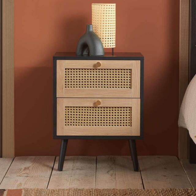 Birlea Croxley 2 Drawer Rattan Bedside - image 1