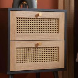Birlea Croxley 2 Drawer Rattan Bedside - thumbnail 2