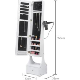 VonHaus BTFY White LED Jewellery Armoire with Mirror - thumbnail 4