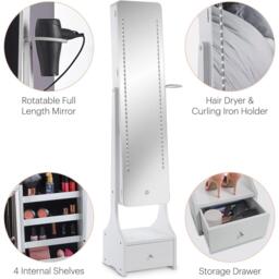 VonHaus BTFY White LED Jewellery Armoire with Mirror - thumbnail 5