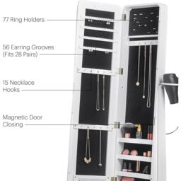 VonHaus BTFY White LED Jewellery Armoire with Mirror - thumbnail 6