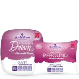 Slumberdown Feels Like Down 13.5 Tog Duvet 2 Rebound Pillows - thumbnail 1