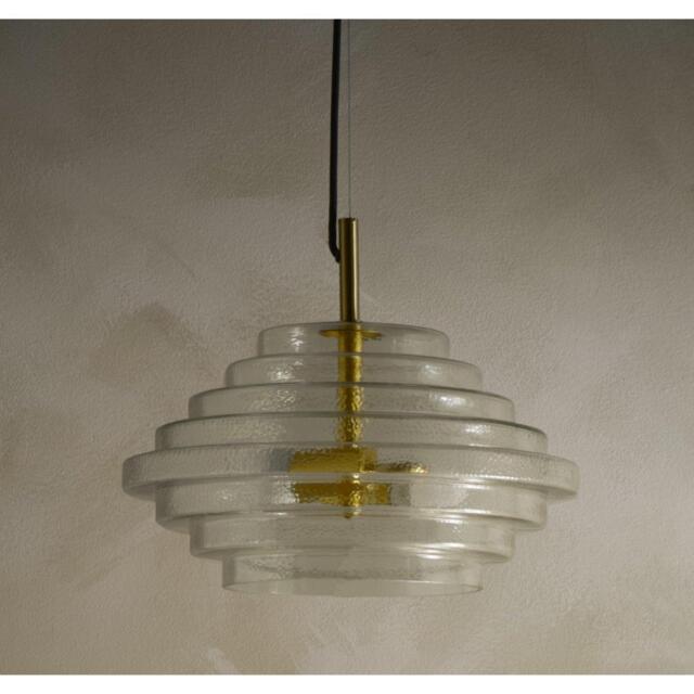 K Living Aspen 2 Light Tiered Glass Brass Light Pendant - image 1