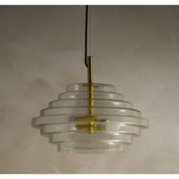 K Living Aspen 2 Light Tiered Glass Brass Light Pendant - thumbnail 1