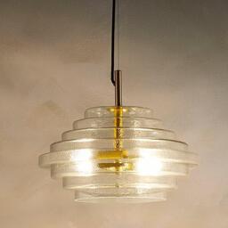 K Living Aspen 2 Light Tiered Glass Brass Light Pendant - thumbnail 2