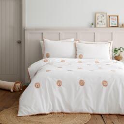 Catherine Lansfield Embroidered Lions Duvet Cover Set - thumbnail 1