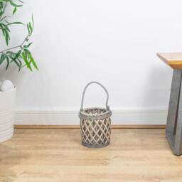 JVL Luna Natural Willow Wood Lantern With Braided - thumbnail 4