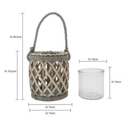 JVL Luna Natural Willow Wood Lantern With Braided - thumbnail 7