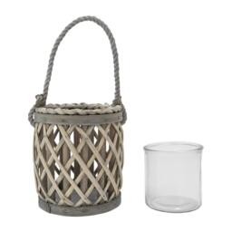 JVL Luna Natural Willow Wood Lantern With Braided - thumbnail 3