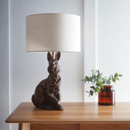 K Living Bunny Red Copper Resin Table Lamp with Linen Shade