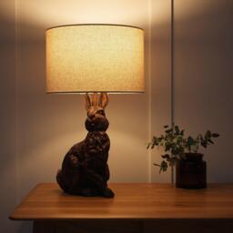 K Living Bunny Red Copper Resin Table Lamp with Linen Shade - thumbnail 2