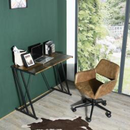FurnitureR Computer Desk Black Metal Frame Writing Table