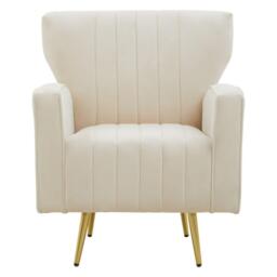Fifty Five South Hayley Natural Velvet Armchair - thumbnail 1