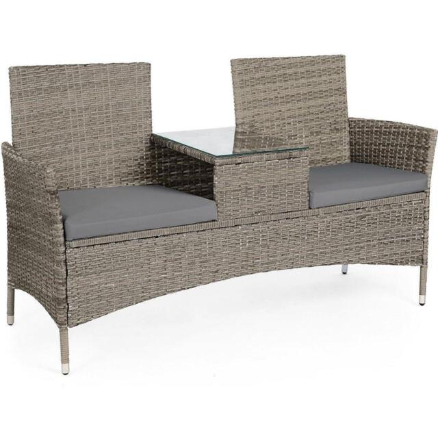 VonHaus Bali Grey Rattan Garden Loveseat - image 1