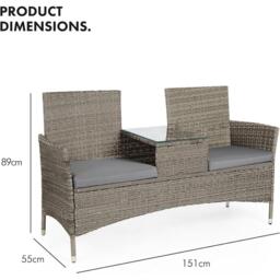 VonHaus Bali Grey Rattan Garden Loveseat - thumbnail 3