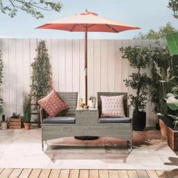 VonHaus Bali Grey Rattan Garden Loveseat - thumbnail 2