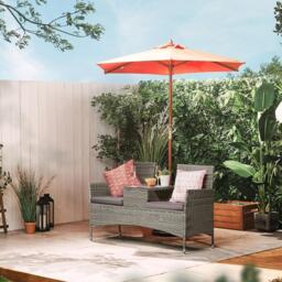 VonHaus Bali Grey Rattan Garden Loveseat - thumbnail 4