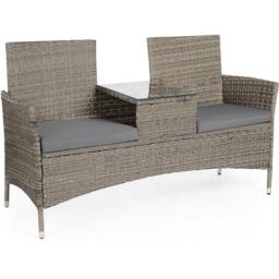 VonHaus Bali Grey Rattan Garden Loveseat
